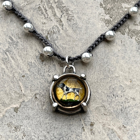 Little Lovely Hunting Dog Button Necklace
