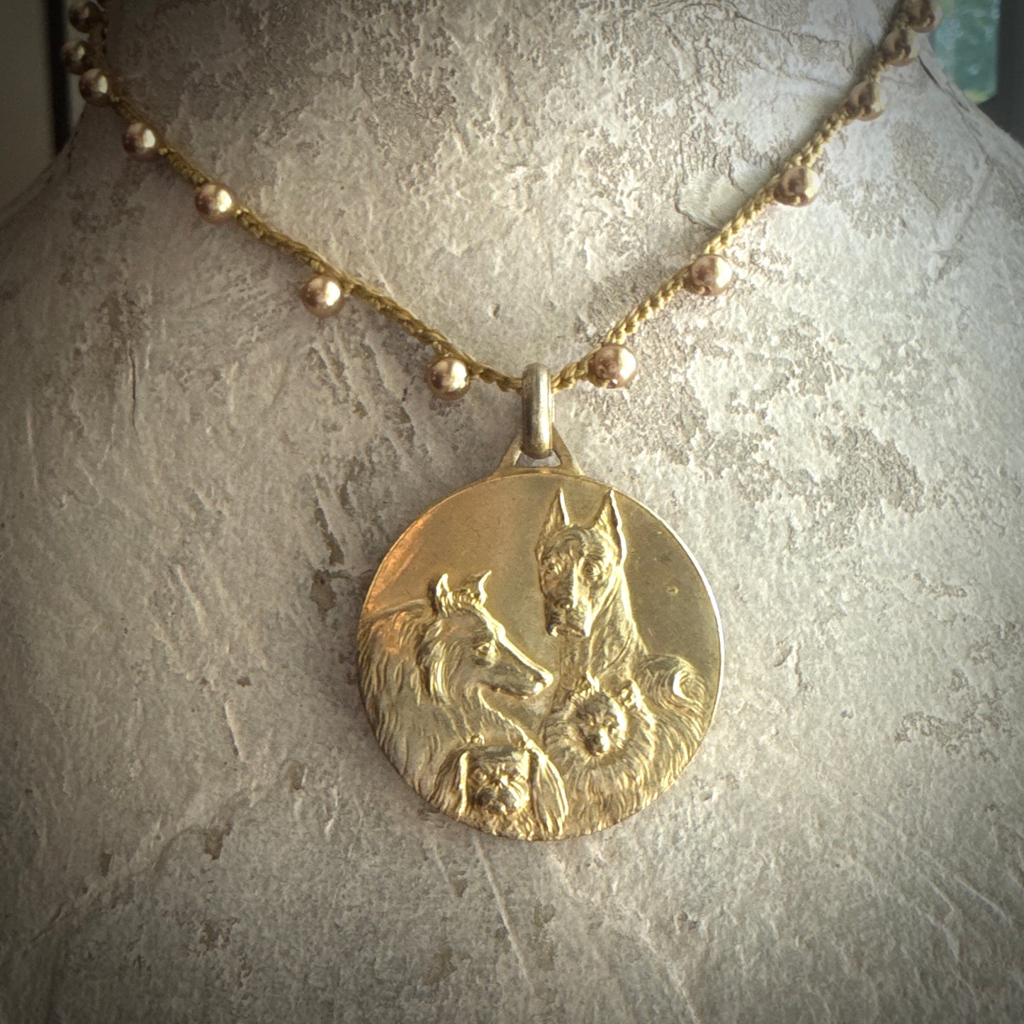 Italian Dog Show Medal on Cord Necklace