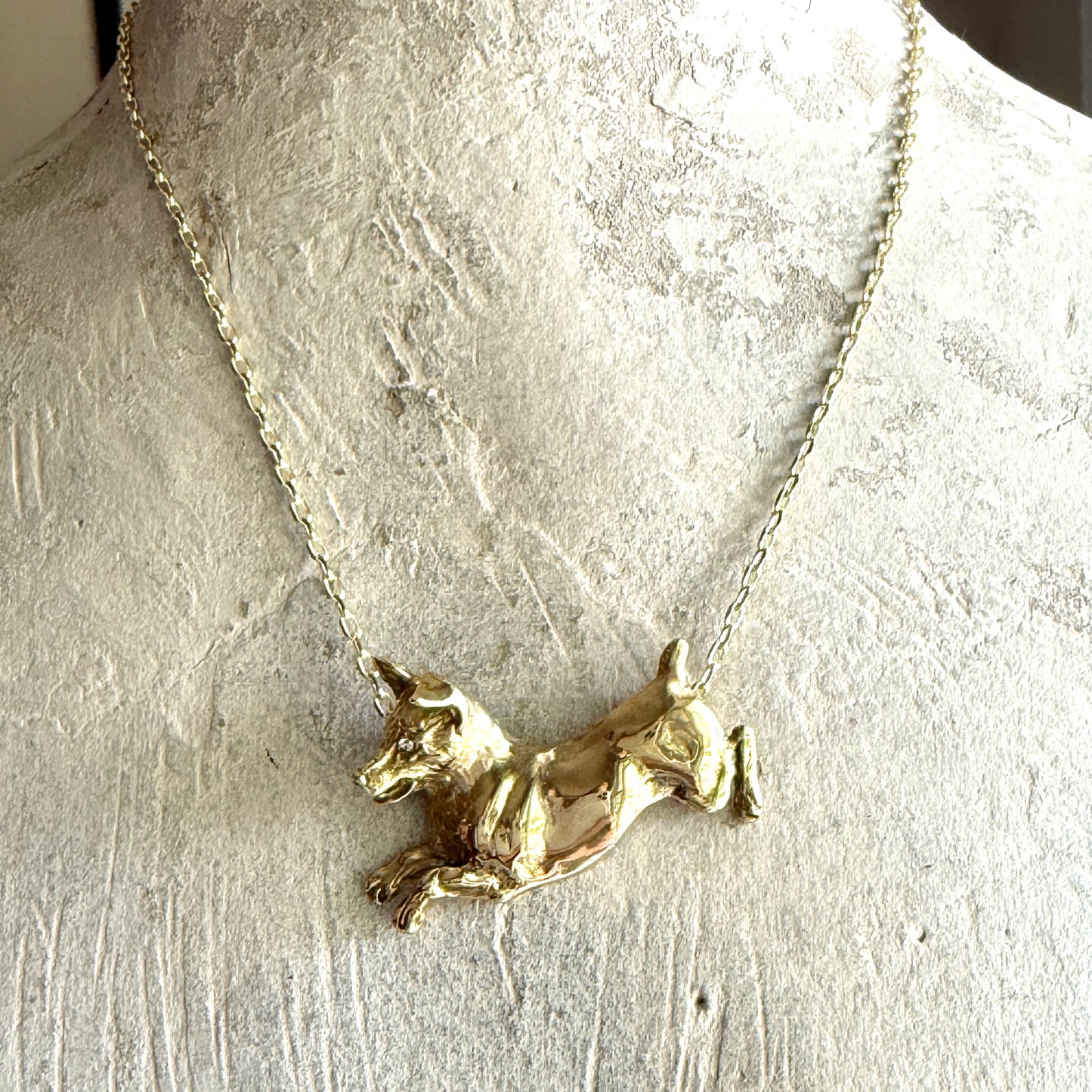 Polished Bronze Jack Russell Terrier Necklace