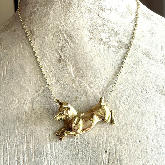 Polished Bronze Jack Russell Terrier Necklace