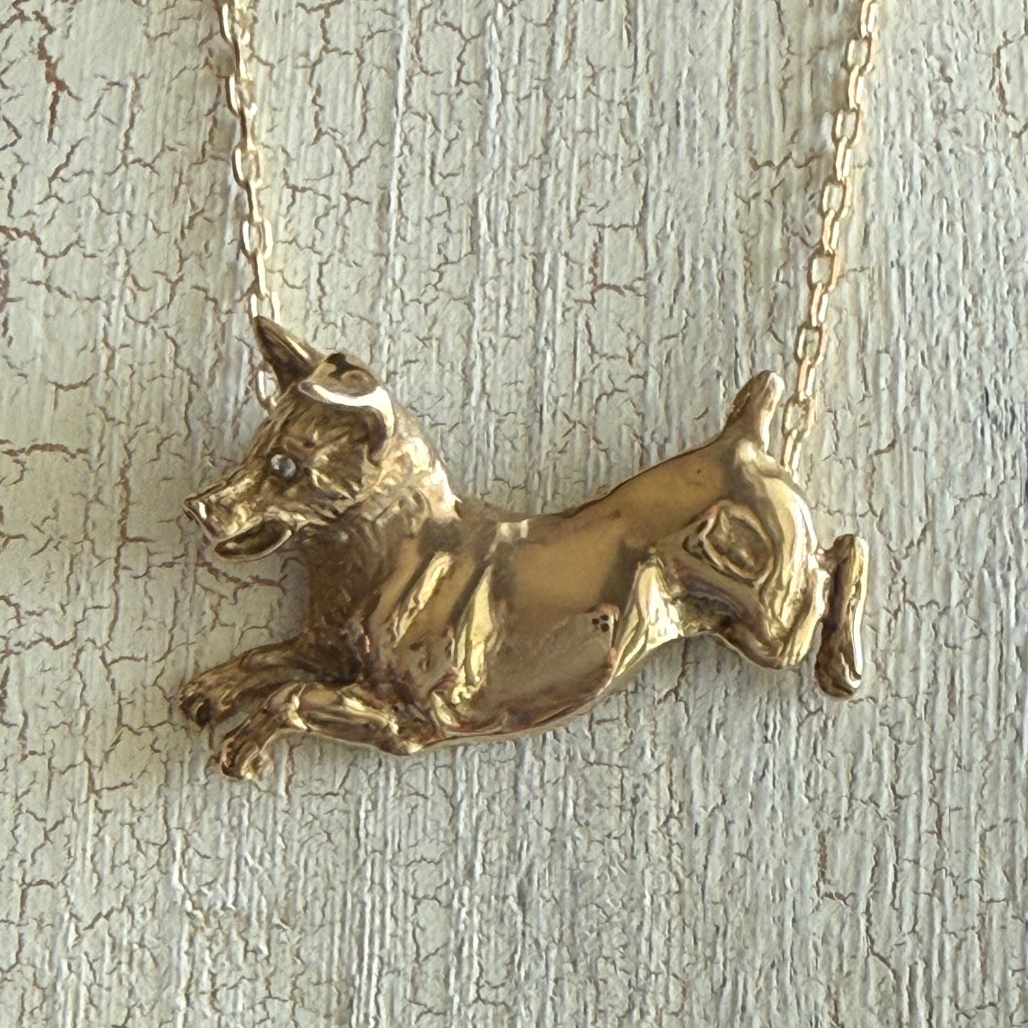 Polished Bronze Jack Russell Terrier Necklace