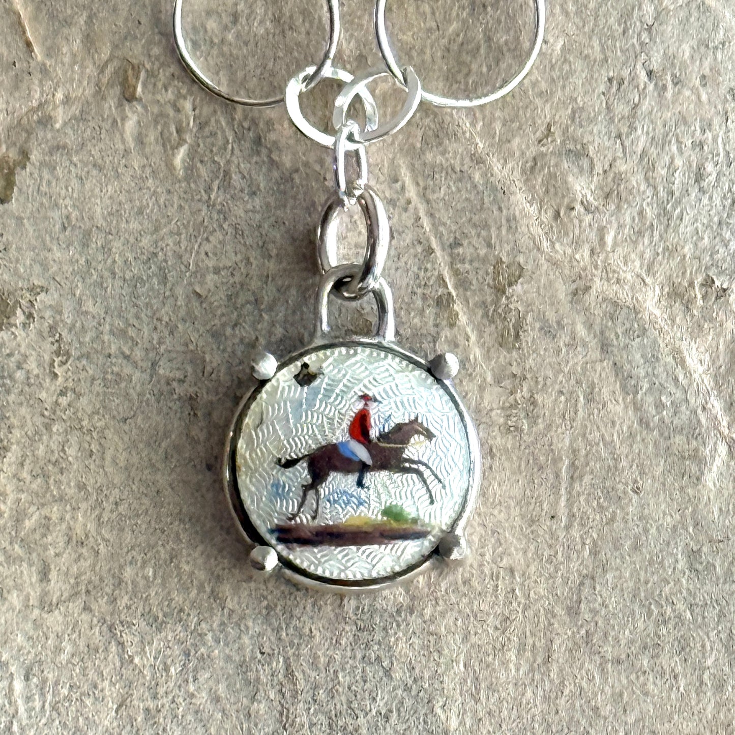 Little Lovely Silver Guilloche' Horse Necklace