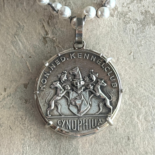 Dutch Kennel Club Medal on Pearl Necklace