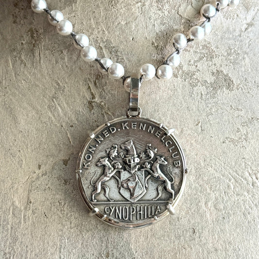 Dutch Kennel Club Medal on Pearl Necklace