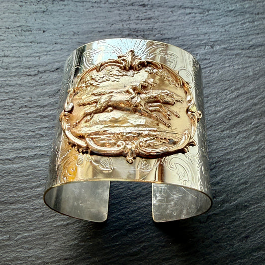 Silver Platter Racing Cuff Bracelet