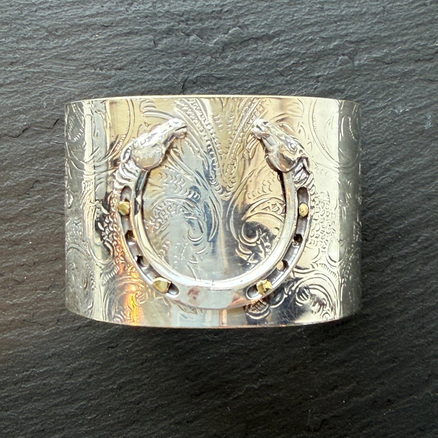 Silver Platter Horseshoe Cuff Bracelet