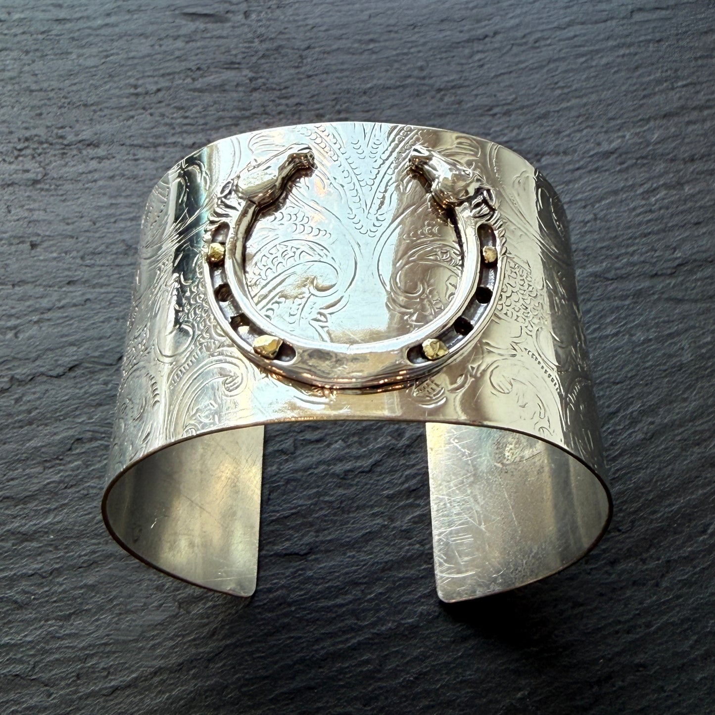Silver Platter Horseshoe Cuff Bracelet