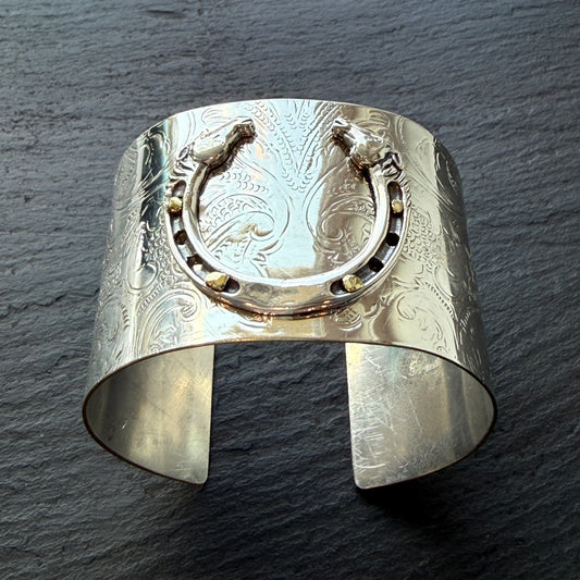 Silver Platter Horseshoe Cuff Bracelet