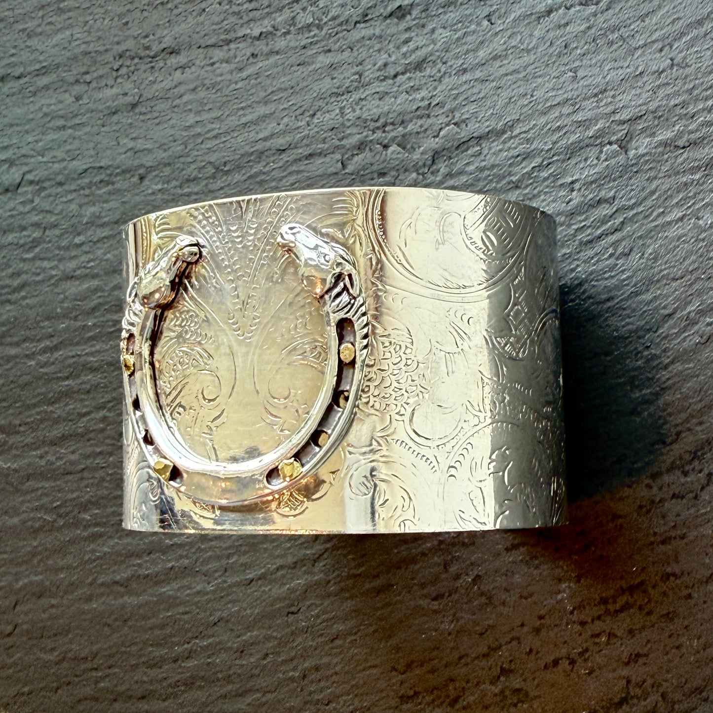 Silver Platter Horseshoe Cuff Bracelet