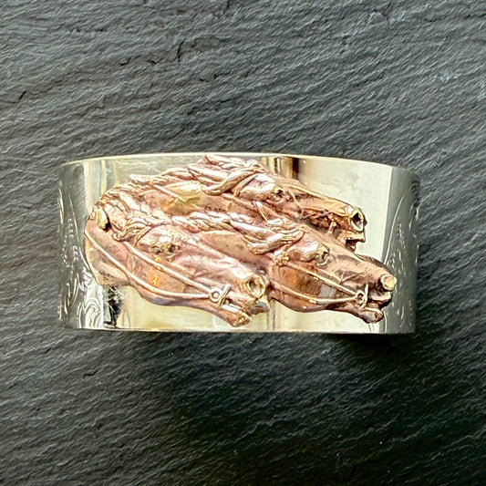 Silver Platter Triple Horsehead Cuff Bracelet