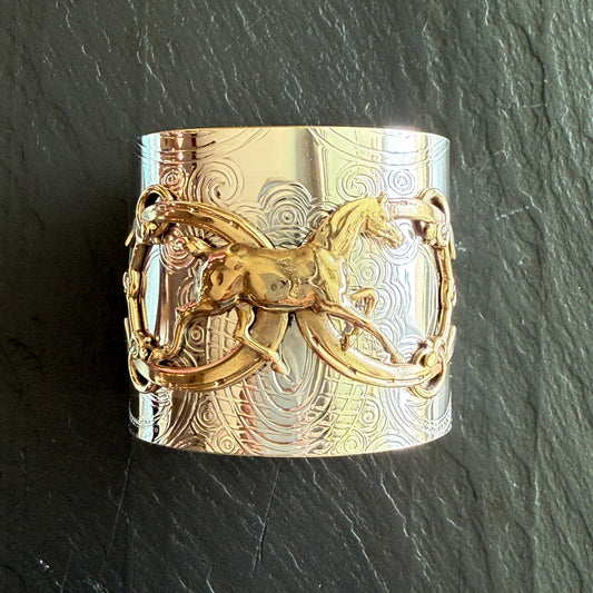 Silver Platter Double Horseshoe Cuff Bracelet