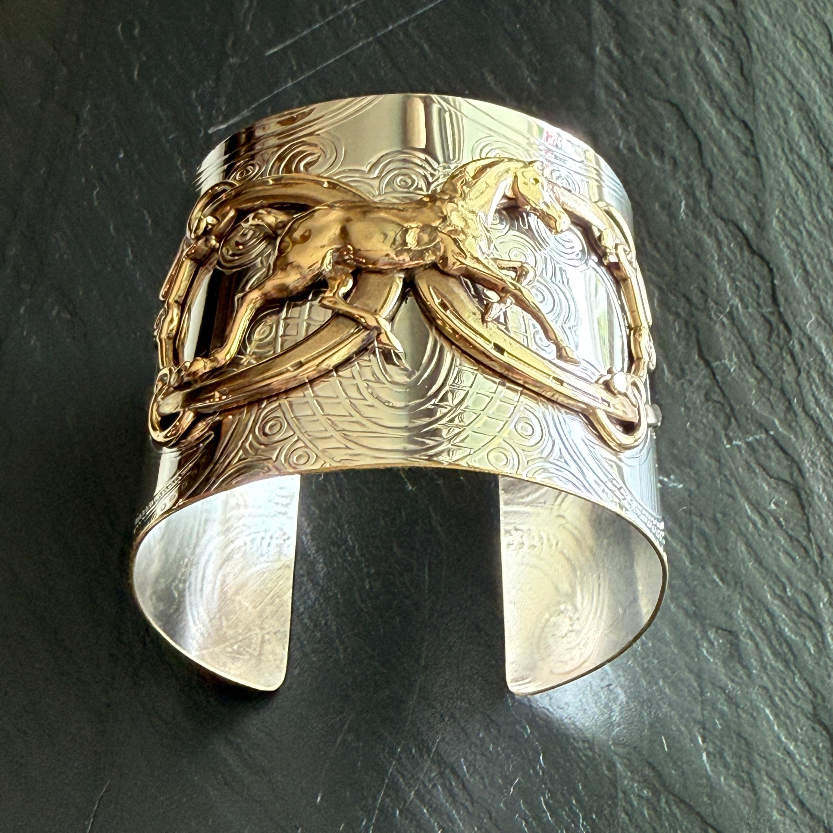 Silver Platter Double Horseshoe Cuff Bracelet