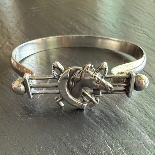 Sterling Stock Pin Cuff Horse Bracelet