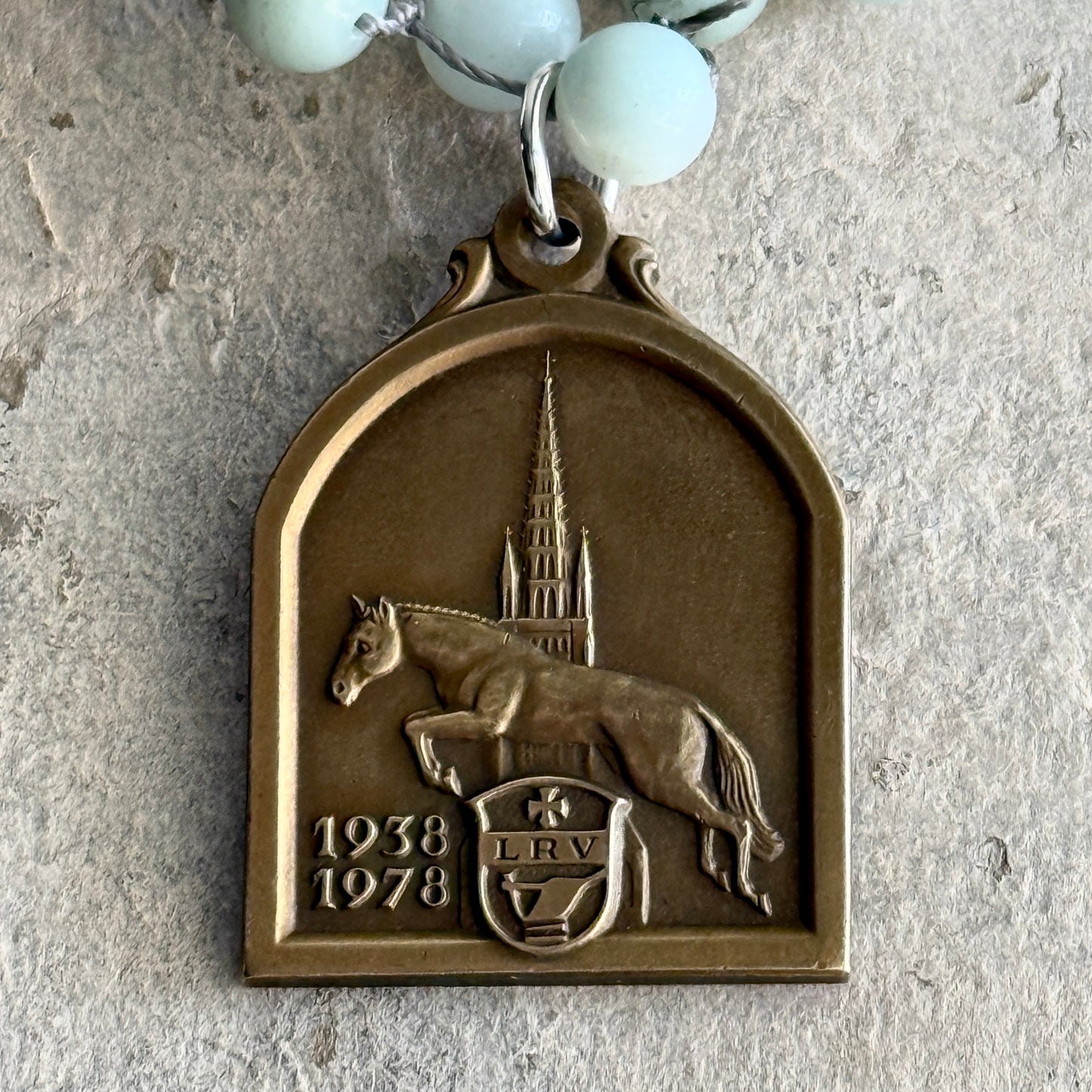 Bronze Dutch Jumping Horse Amazonite Necklace