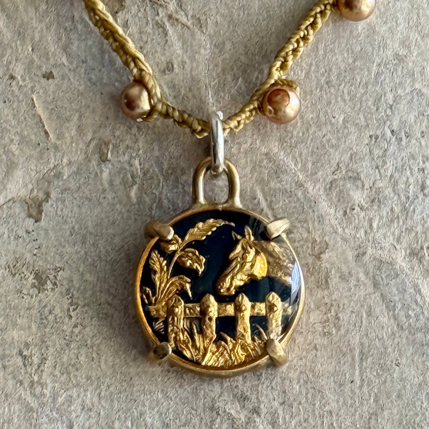 Little Lovely Gold Enamel Horse Necklace