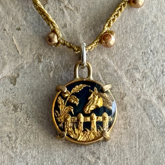 Little Lovely Gold Enamel Horse Necklace