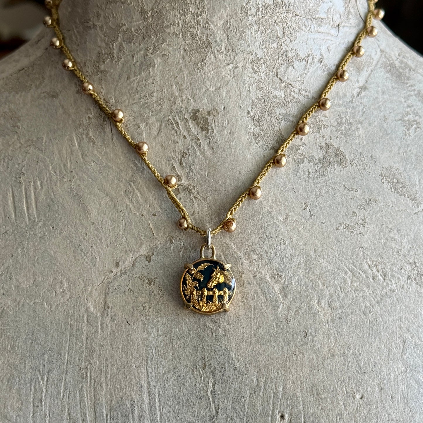 Little Lovely Gold Enamel Horse Necklace
