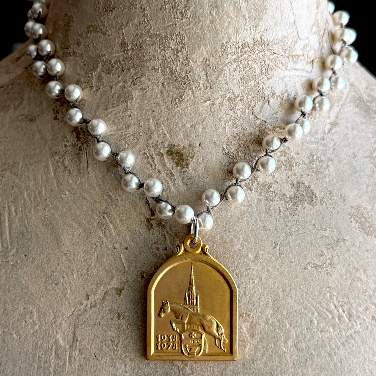Gilded Bronze Dutch Jumping Horse Necklace