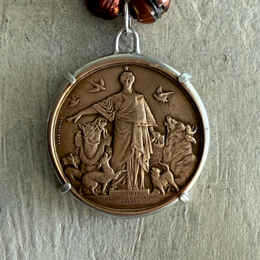 1897 Protectrice Medal on Copper Freshwater Pearls