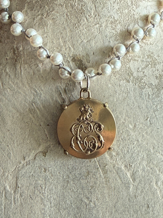 Brass Livery Button Horse Necklace