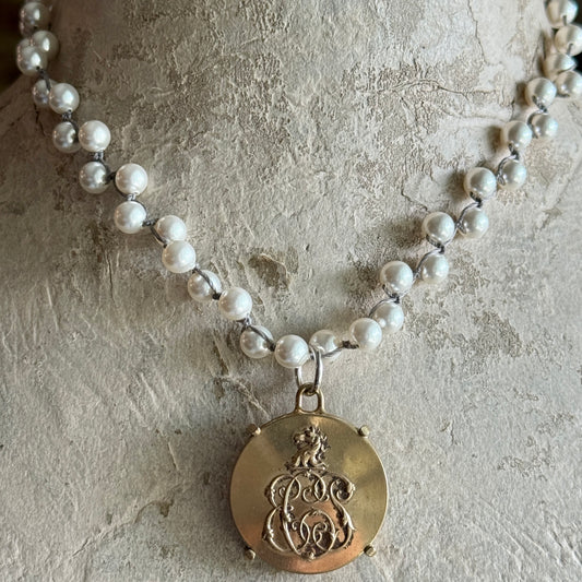 Brass Livery Button Horse Necklace