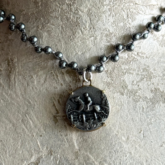 Pewter Galloping Horse Button