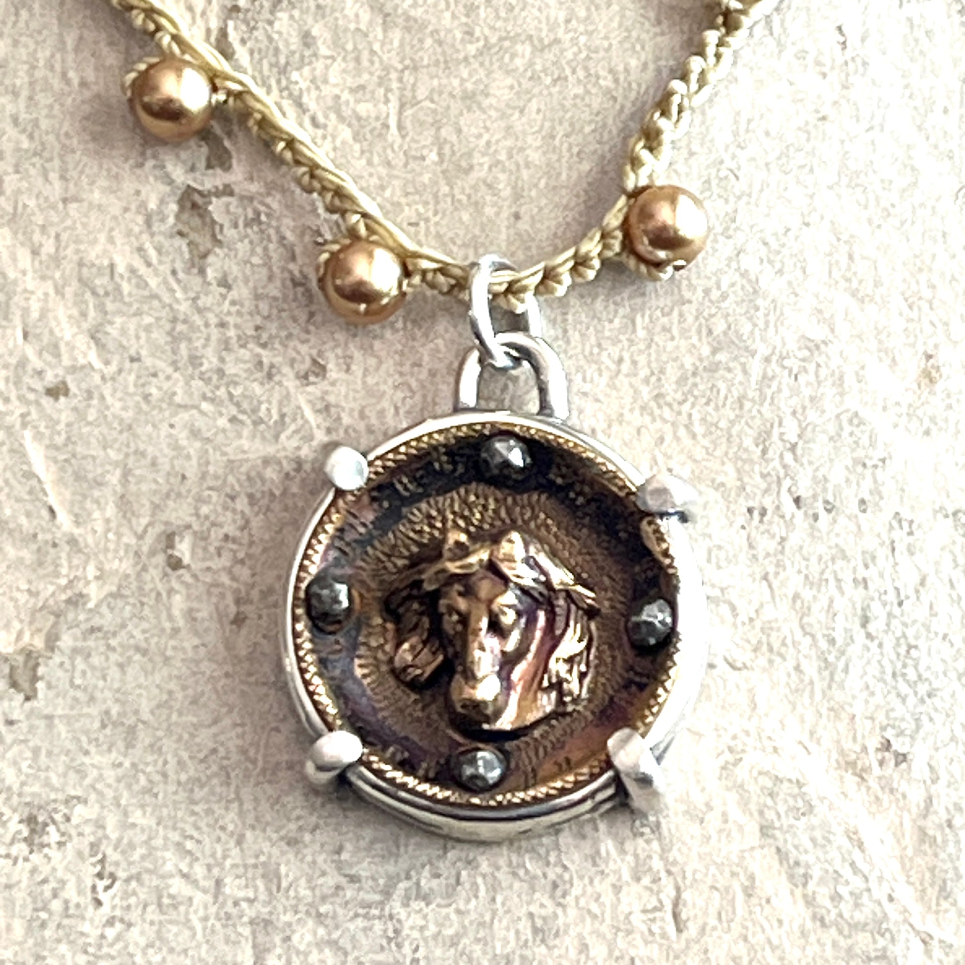 Little Lovely Baroque Horse Button Necklace
