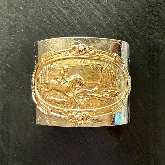 Silver Platter Foxhunting Cuff Bracelet