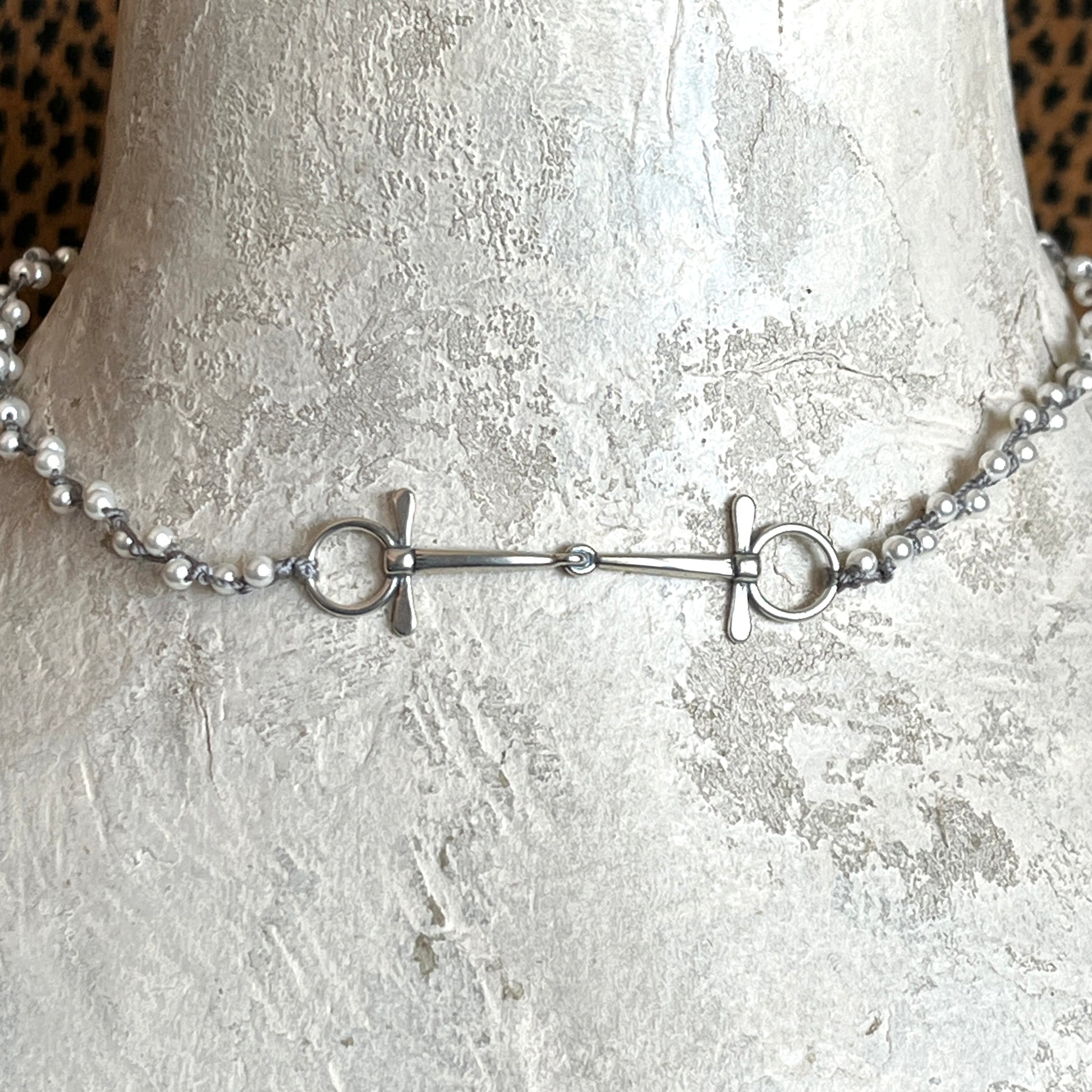 Snaffle Bit and Pearl Choker Necklace