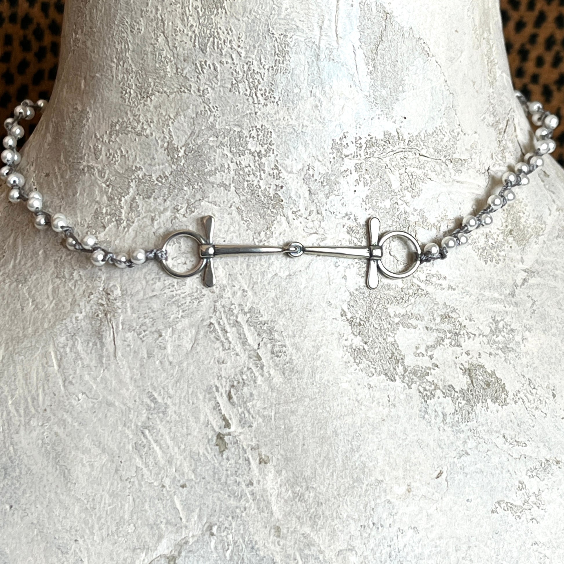 Snaffle Bit and Pearl Choker Necklace