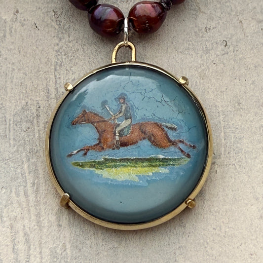 Vintage Racing Bridle Rosette on Pearl Necklace