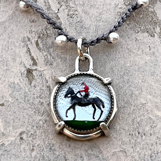 Little Lovely Intaglio Horse Button Necklace
