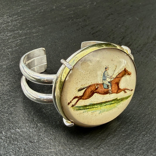 Beautiful Cream Race Horse Rosette Cuff Bracelet