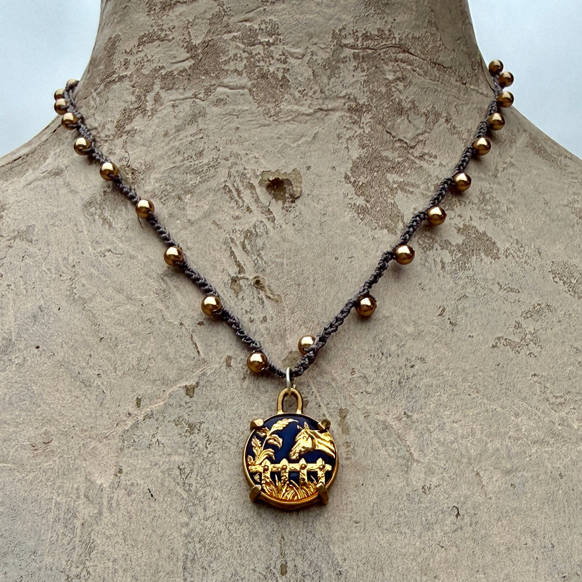 Little Lovely Gold Enamel Horse Necklace