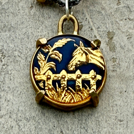 Little Lovely Gold Enamel Horse Necklace