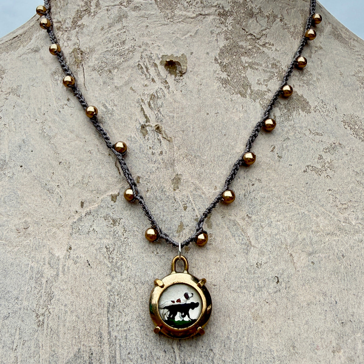 Little Lovely Crystal Hunting Dogs Necklace
