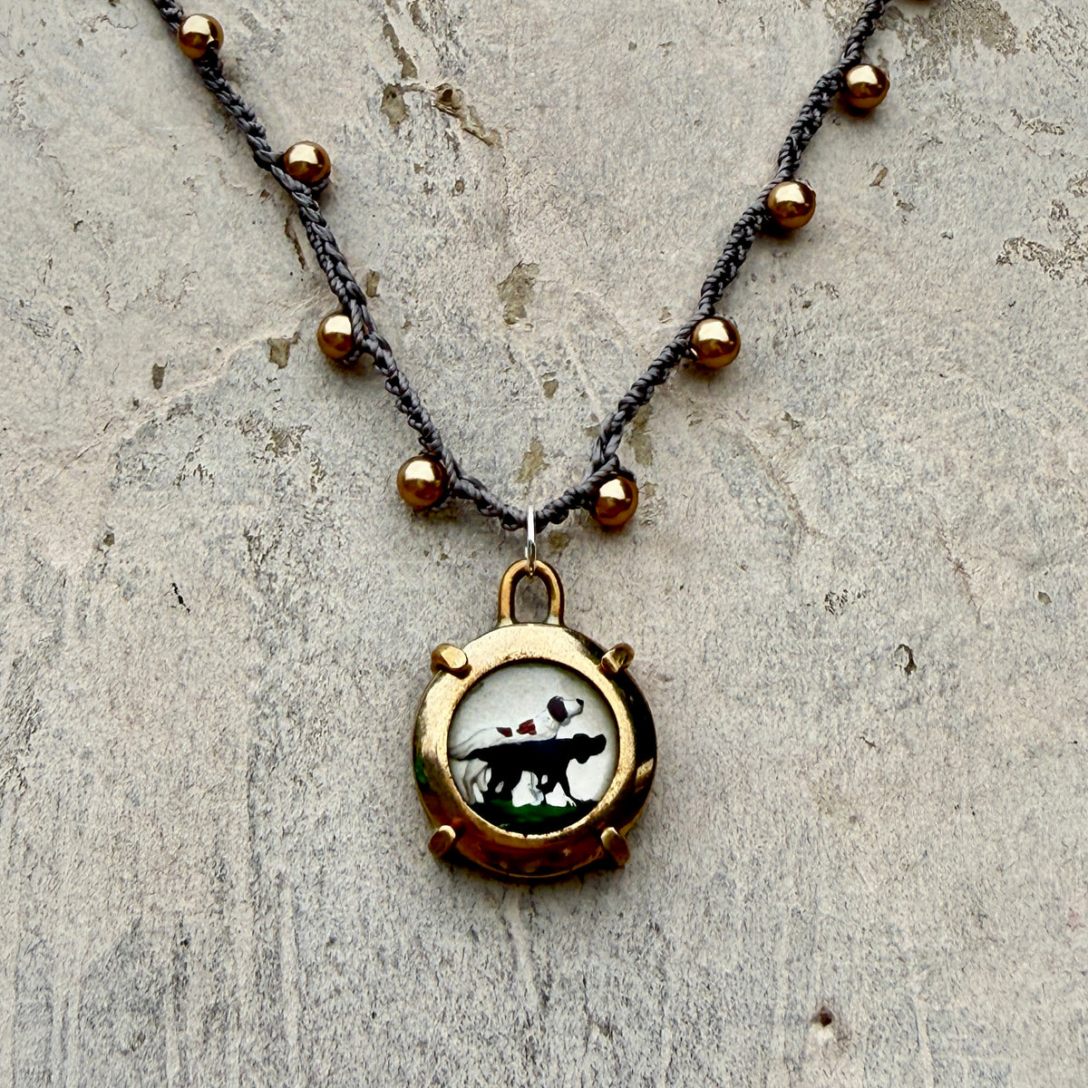 Little Lovely Crystal Hunting Dogs Necklace