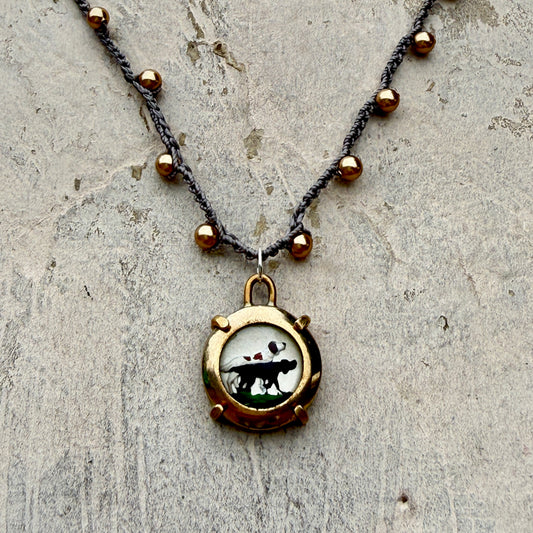 Little Lovely Crystal Hunting Dogs Necklace