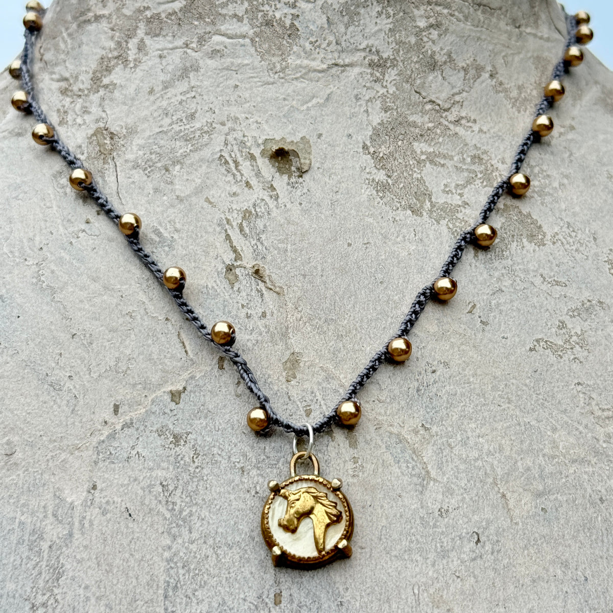 Little Lovely Golden Horse Head Necklace