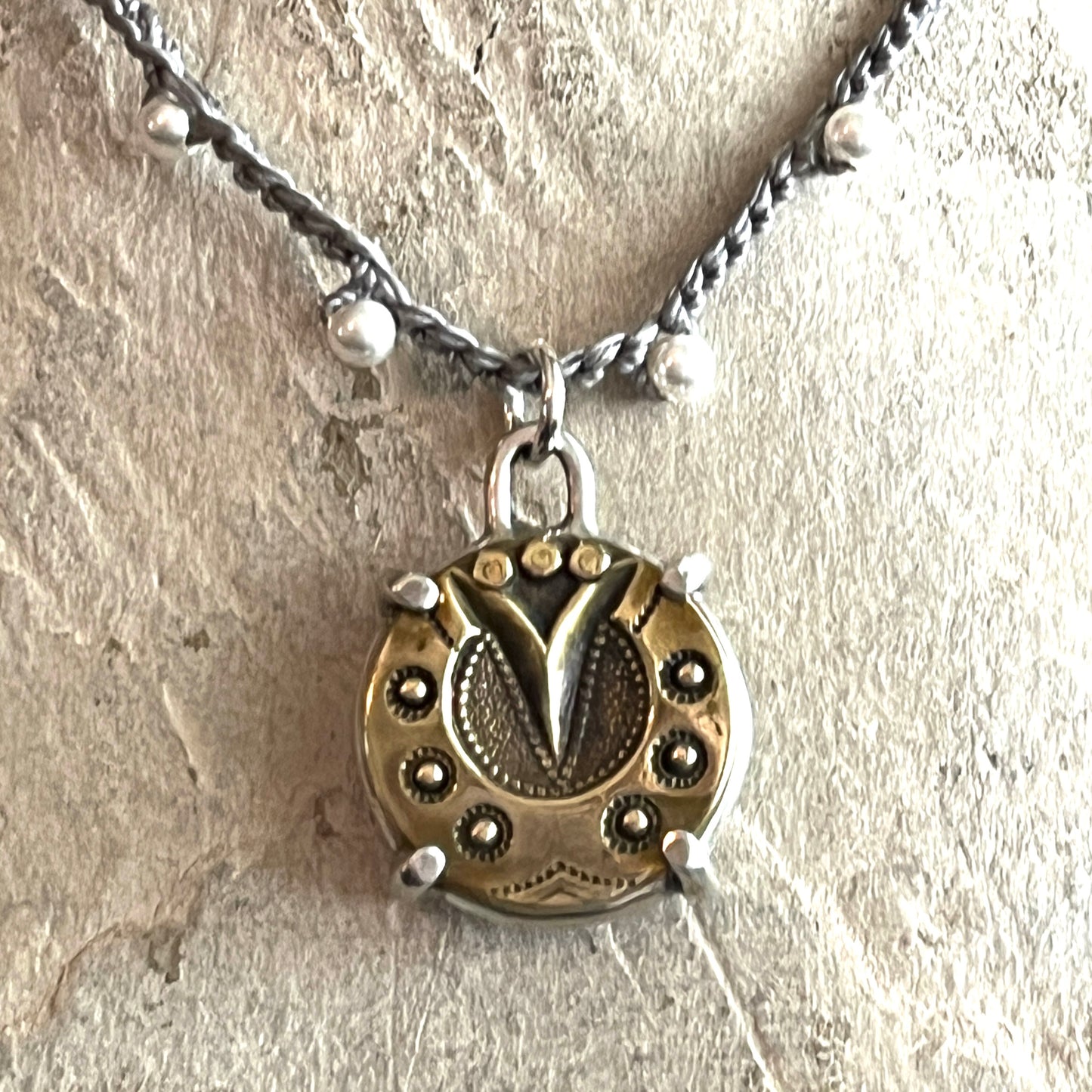 Little Lovely Brass Horseshoe Button Necklace