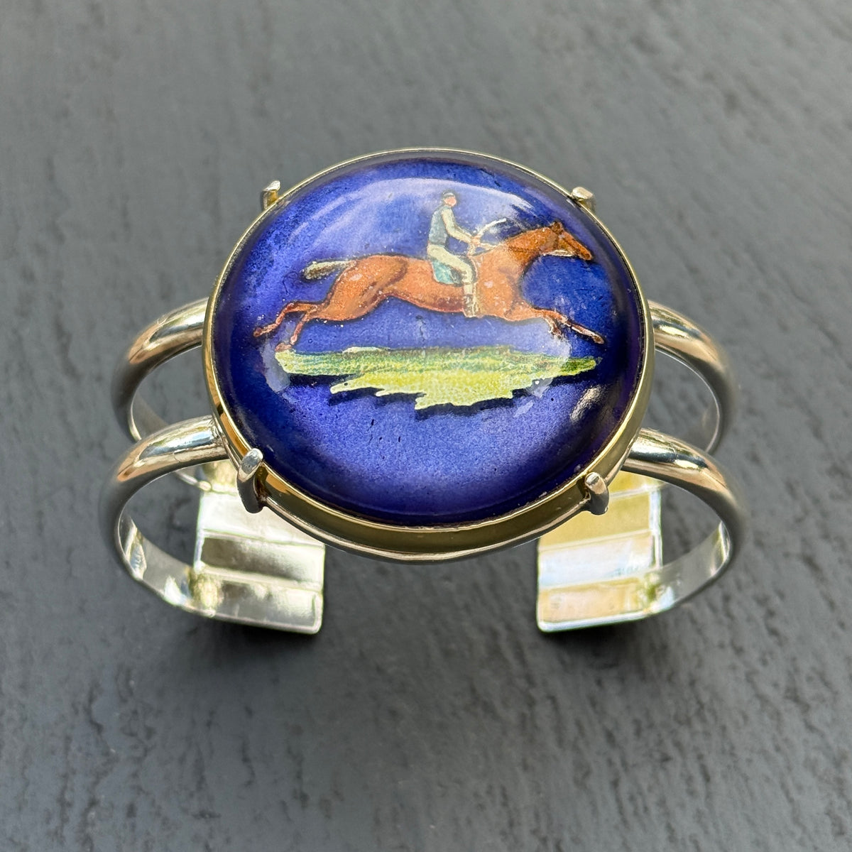 Beautiful Blue Bridle Rosette Cuff Bracelet