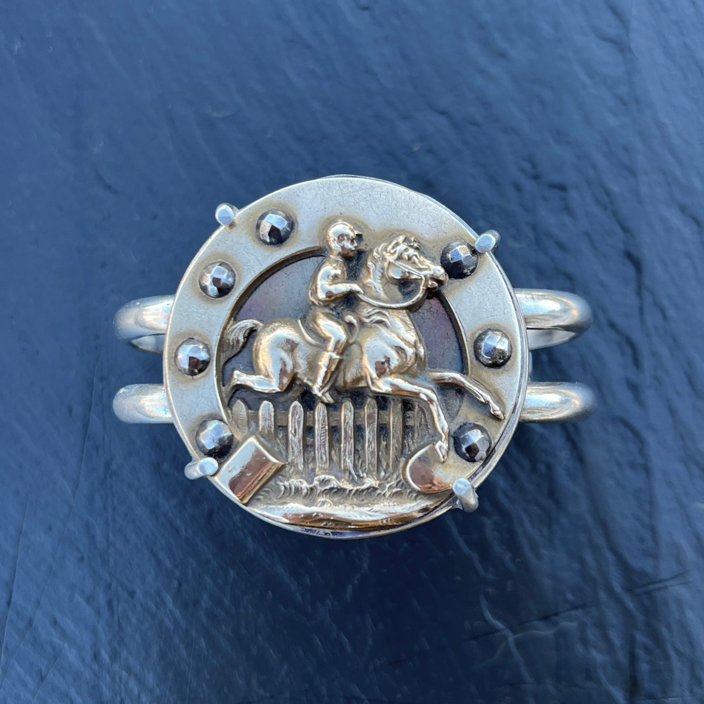 Bronze Horseshoe Button Cuff Bracelet
