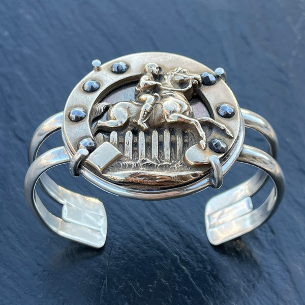Bronze Horseshoe Button Cuff Bracelet