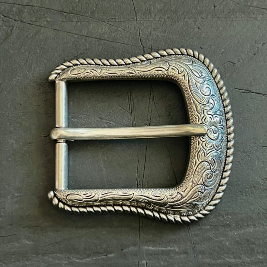 Antique Silver Engraved Belt Buckle (fits 1.5" belt)