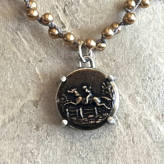 Galloping Horse Button Necklace