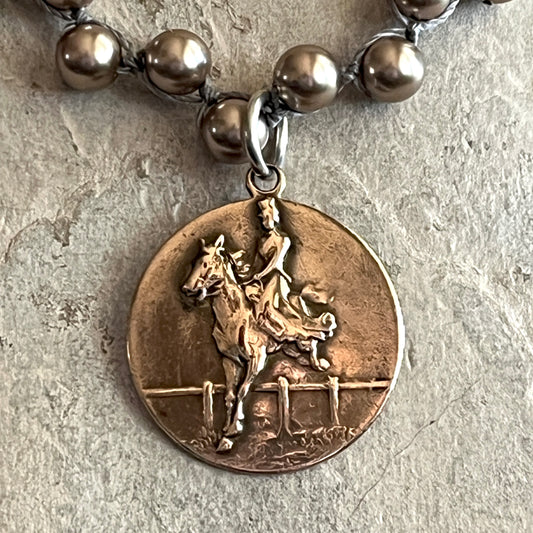 Side-Saddle Horse Medal Necklace