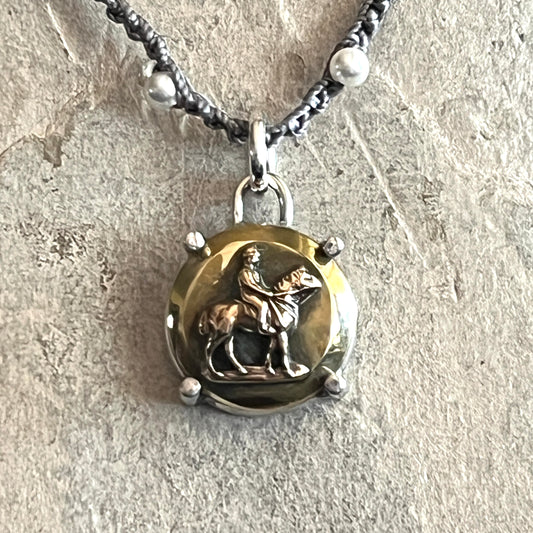 Little Lovely Brass Horse & Rider Necklace