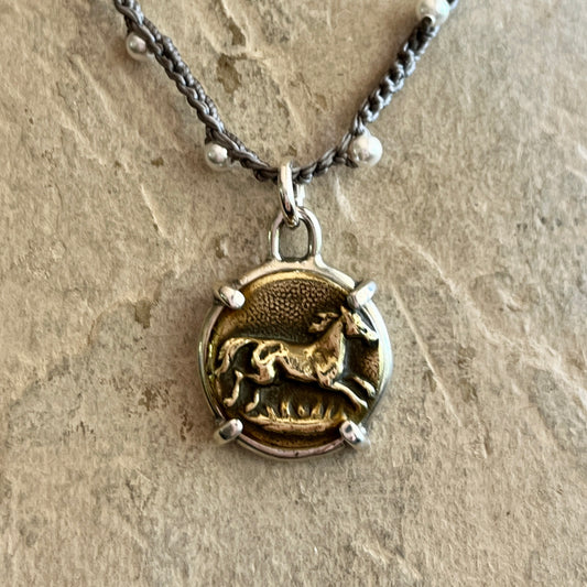 Little Lovely Brass Galloping Horse Necklace