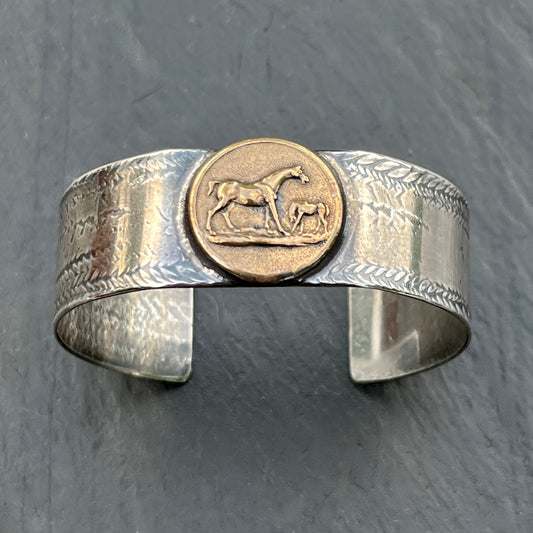 Bronze Mare & Foal Cuff Bracelet