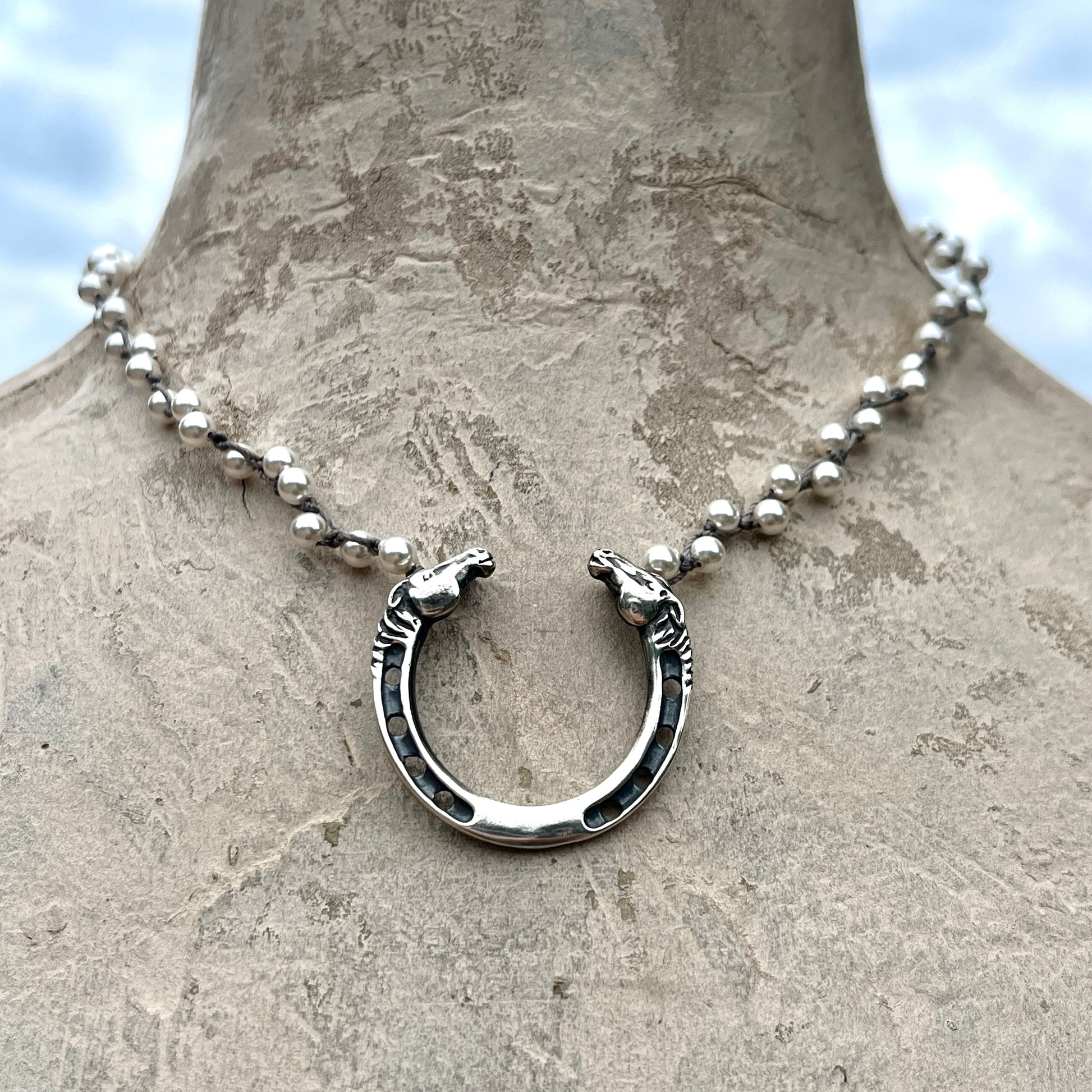 Lucky Pair Horse Head and Horseshoe Necklace